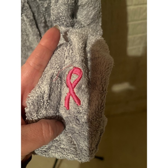 The North Face Fuzzy Fleece Jacket Pink Ribbon Breast Cancer Awareness Gray M - Picture 3 of 5